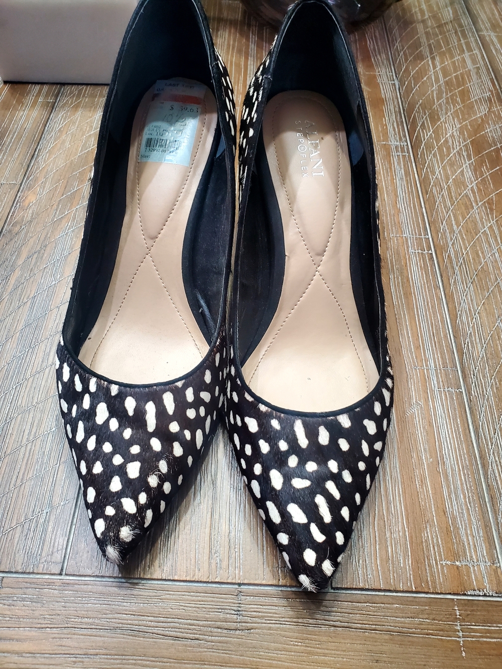 Alfani Brown & Cream Calfhair Pumps